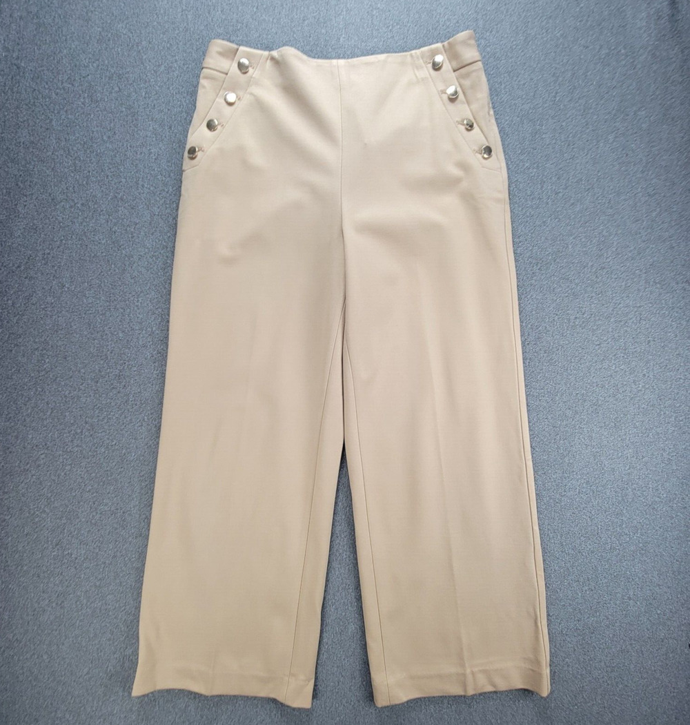 Talbots 14P Tan Wide Leg Sailor Button Pants